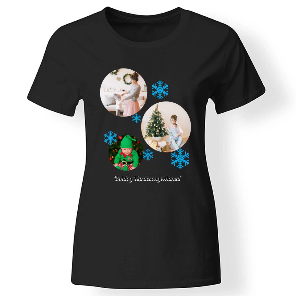 Karácsonyi női póló 3 fotóval fekete