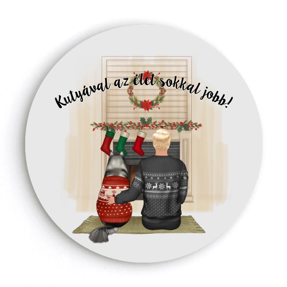 Karácsonyi mágnes kutyagazdiknak fiús