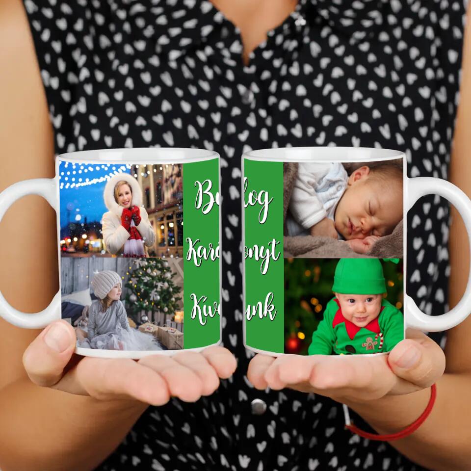 Karácsonyi bögre 4 képpel és felirattal