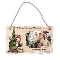 Karácsonyi pingvines tábla dísz egyedi képpel