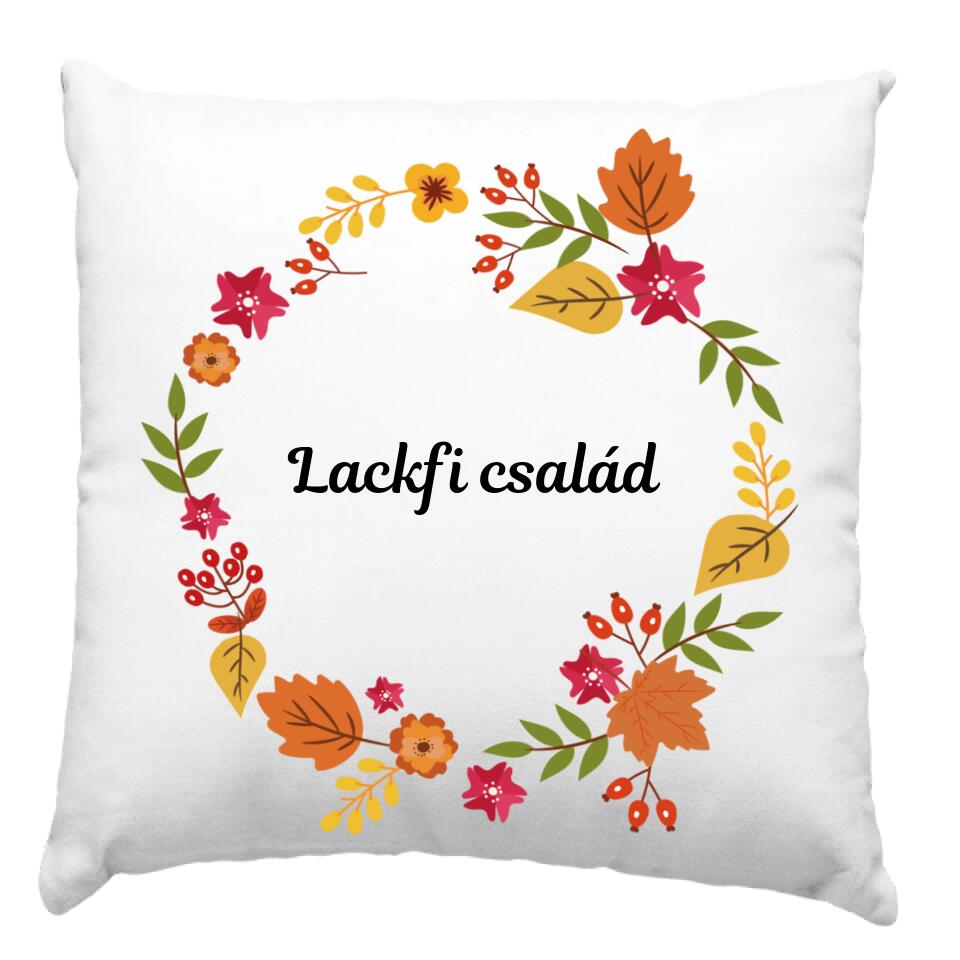 Őszi leveles párna egyedi névvel