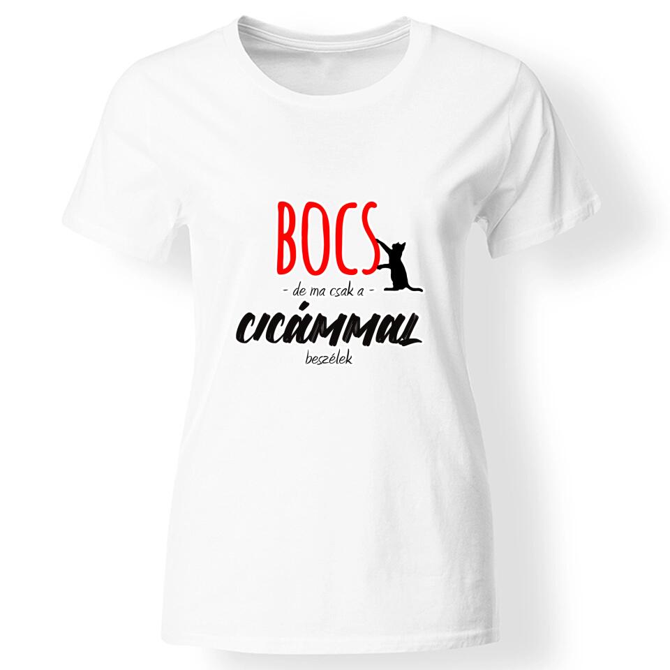 Egyedi feliratos női póló macskásoknak