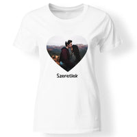 Egyedi szív képes női póló fehér