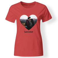 Egyedi szív képes női póló piros