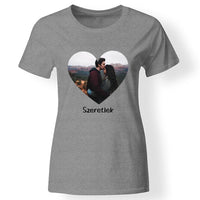 Egyedi szív képes női póló szürke