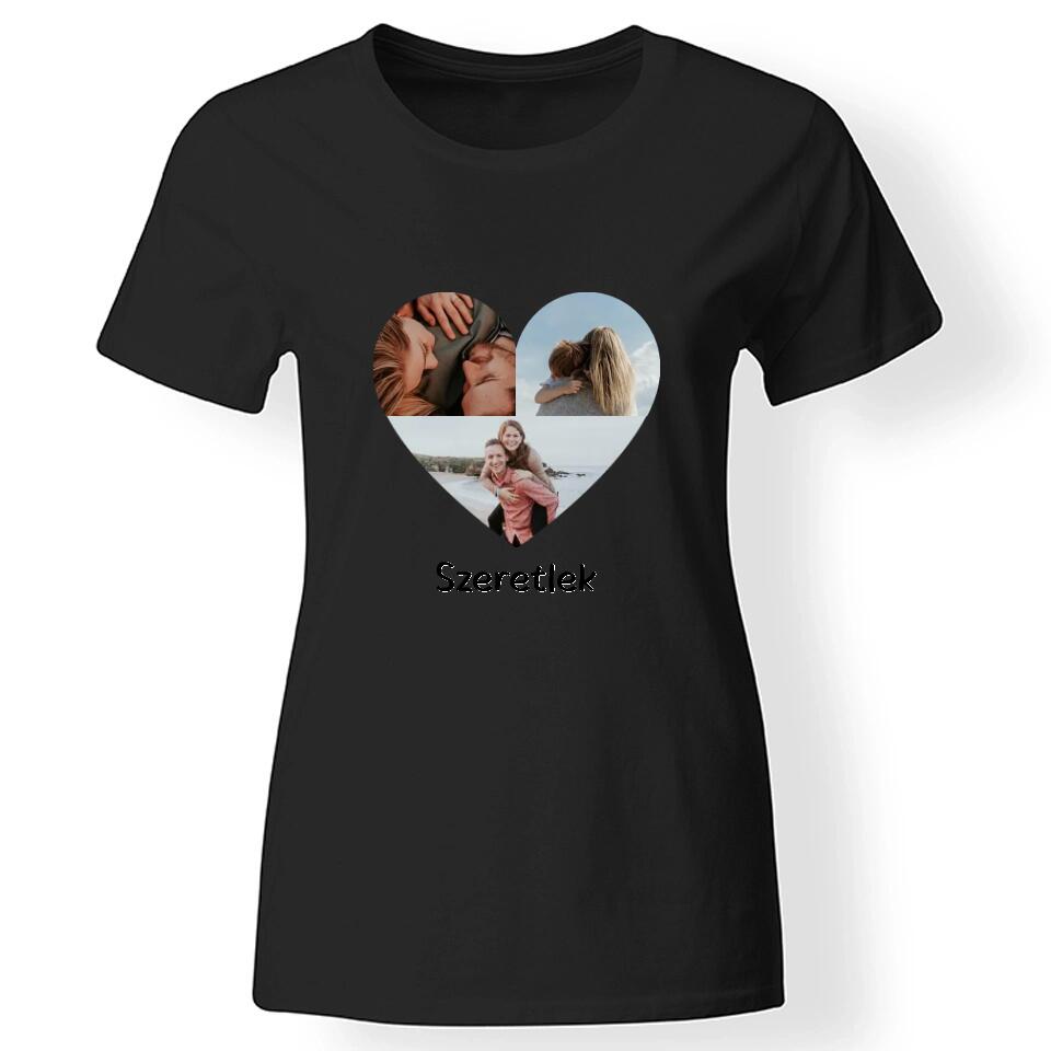 Egyedi szív 3 képes női póló