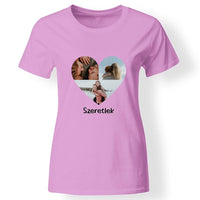 Egyedi szív 3 képes női póló rózsaszín