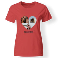 Egyedi szív 3 képes női póló piros