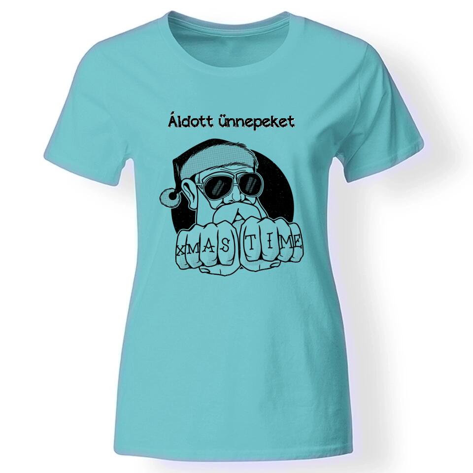 Vicces fekete humor póló női türkiz