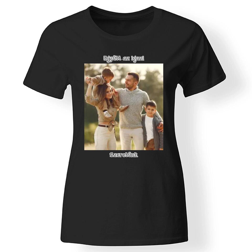 Egyedi képes női póló felirattal fekete