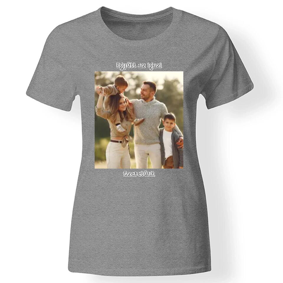 Egyedi képes női póló felirattal szürke
