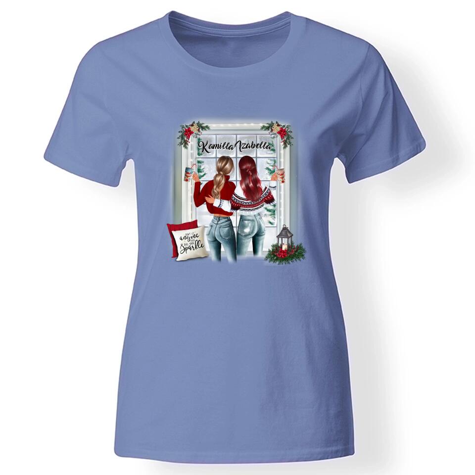 Karácsonyi ajándék legjobb barátnő póló kék