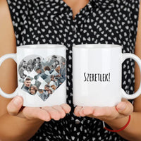 Mozaik mintás szív puzzle bögre