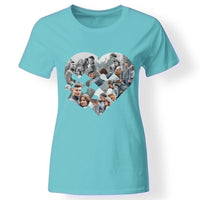 Mozaik mintás szív puzzle női poló türkiz