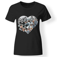 Mozaik mintás szív puzzle női poló fekete