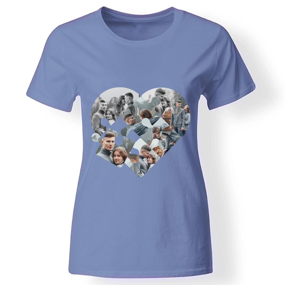 Mozaik mintás szív puzzle női poló kék