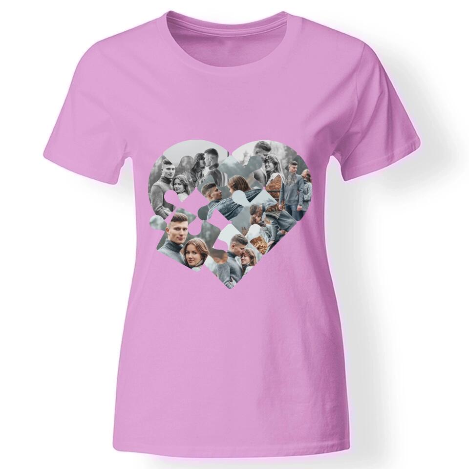 Mozaik mintás szív puzzle női poló rózsaszín