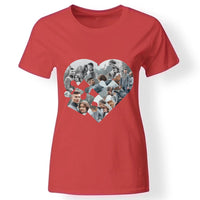 Mozaik mintás szív puzzle női poló piros