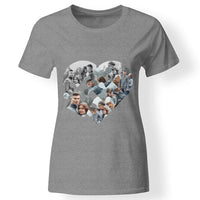 Mozaik mintás szív puzzle női poló szürke