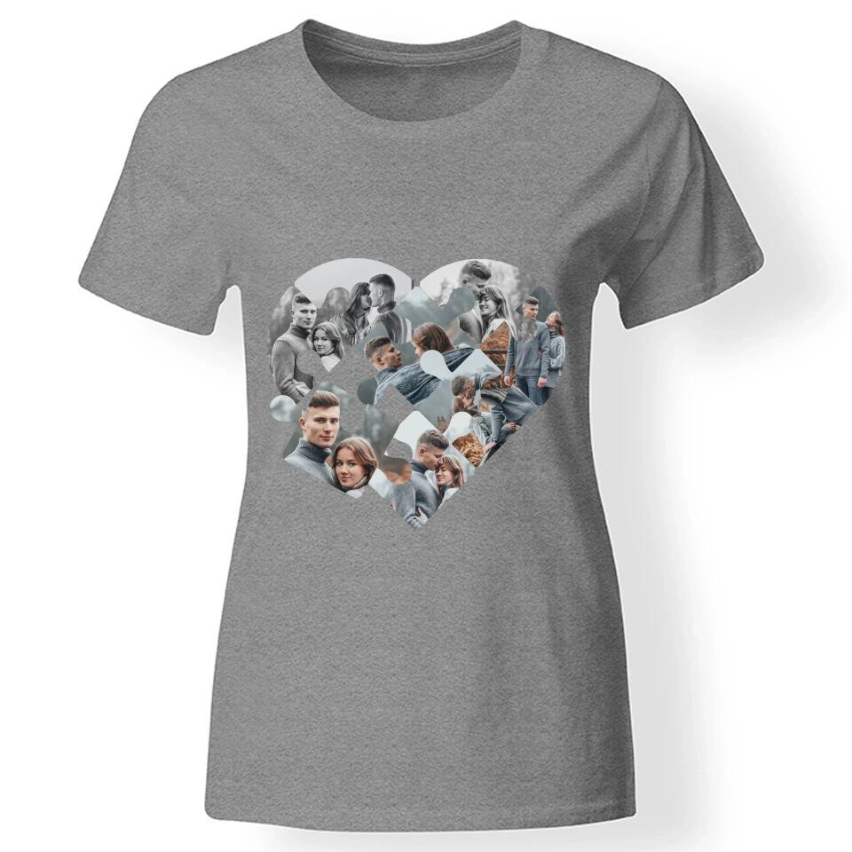 Mozaik mintás szív puzzle női poló szürke