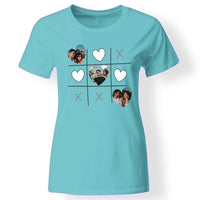Egyedi képes szív bingós női poló pároknak türkiz