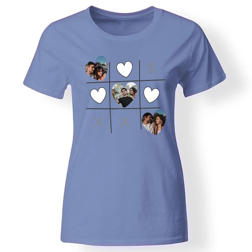 Egyedi képes szív bingós női poló pároknak kék