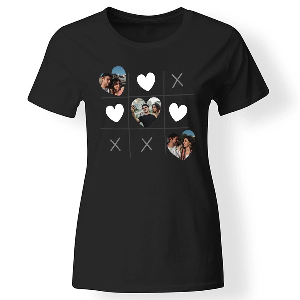 Egyedi képes szív bingós női poló pároknak fekete