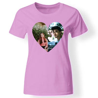 Szív puzzle egyedi képes női póló rózsaszín