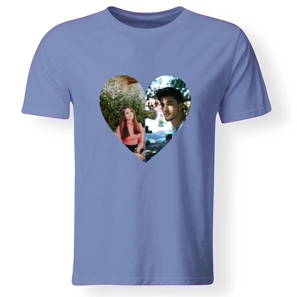 Szív puzzle egyedi képes férfi póló