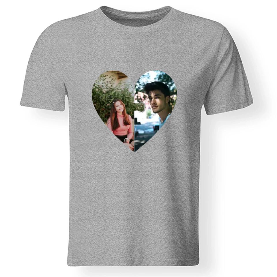 Szív puzzle egyedi képes férfi póló