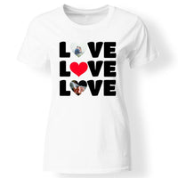 Egyedi 2 szív képes póló nőknek fehér