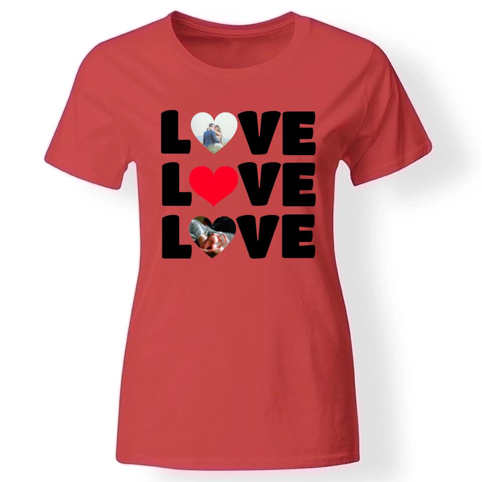 Egyedi 2 szív képes póló nőknek piros