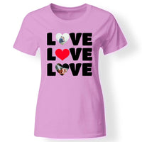 Egyedi 2 szív képes póló nőknek rózsaszín