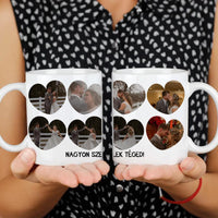 Bögre szív alakú képekkel és felirattal