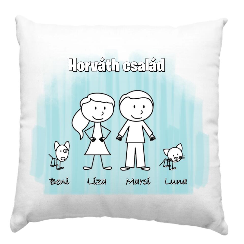 Családos egyedi párna
