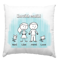 Családos egyedi párna