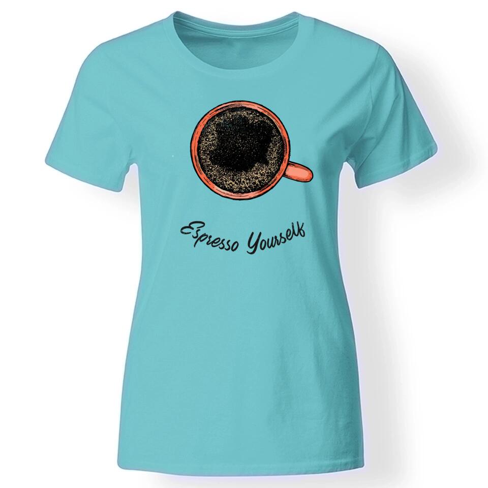 Kávés póló nőknek türkiz