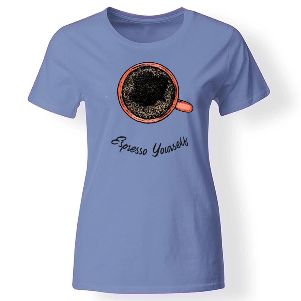 Kávés póló nőknek kék