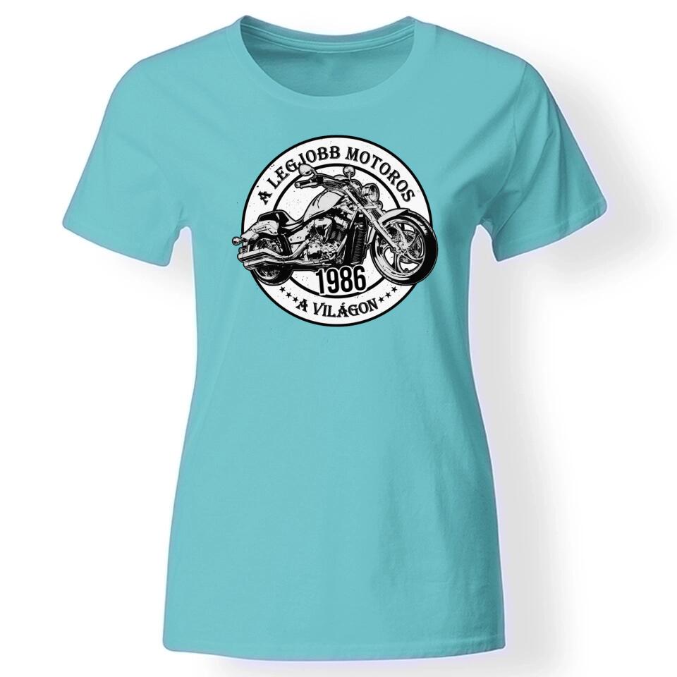 A legjobb motoros a világon póló nőknek türkiz