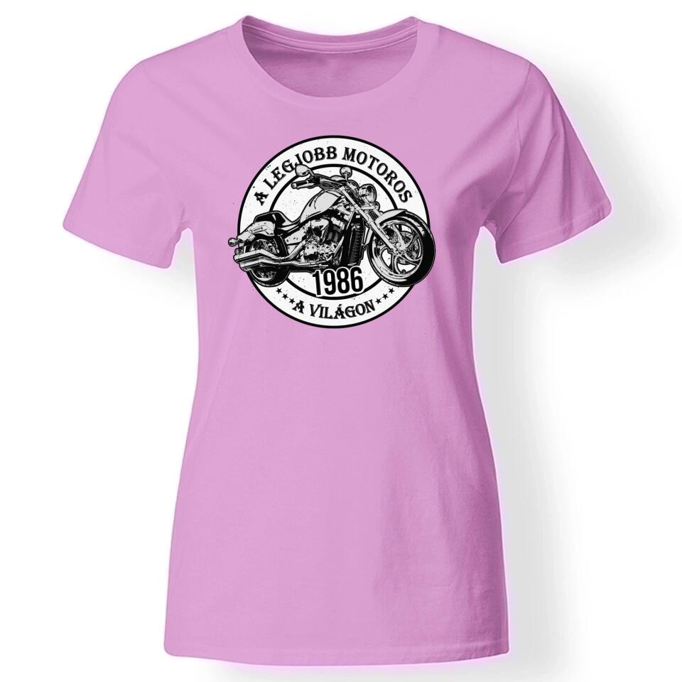 A legjobb motoros a világon póló nőknek rózsaszín