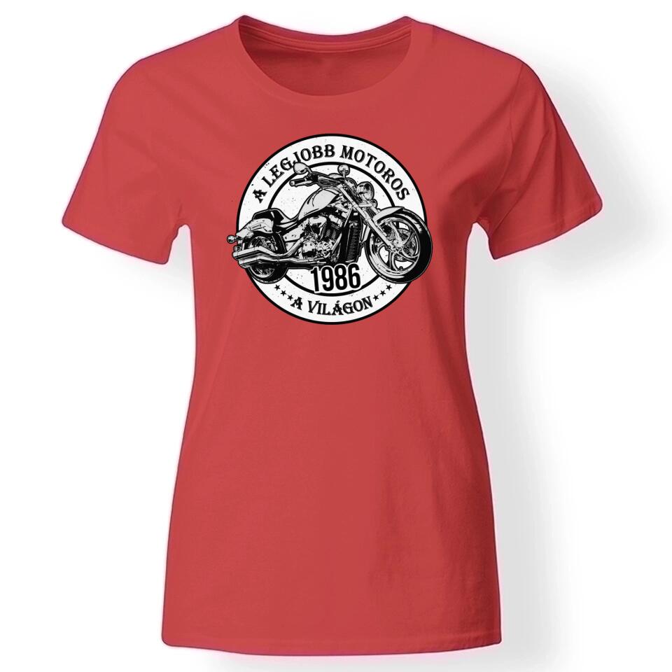 A legjobb motoros a világon póló nőknek piros