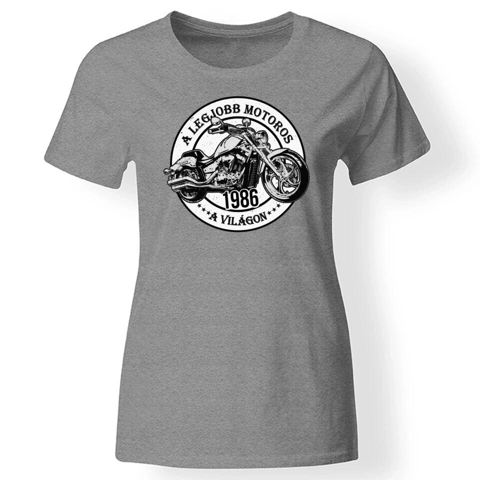 A legjobb motoros a világon póló nőknek szürke