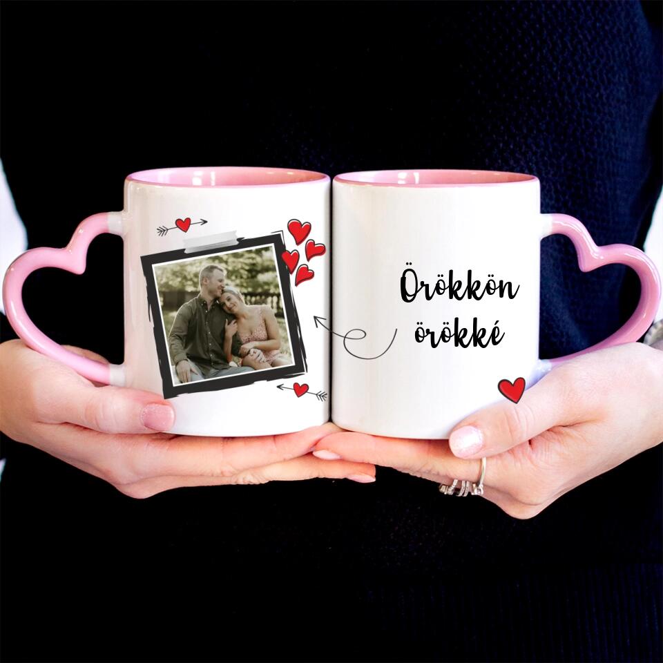 Valentin napi szíves egyedi képes bögre