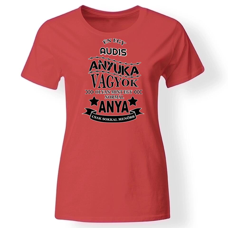 Menő anyuka póló nőknek piros