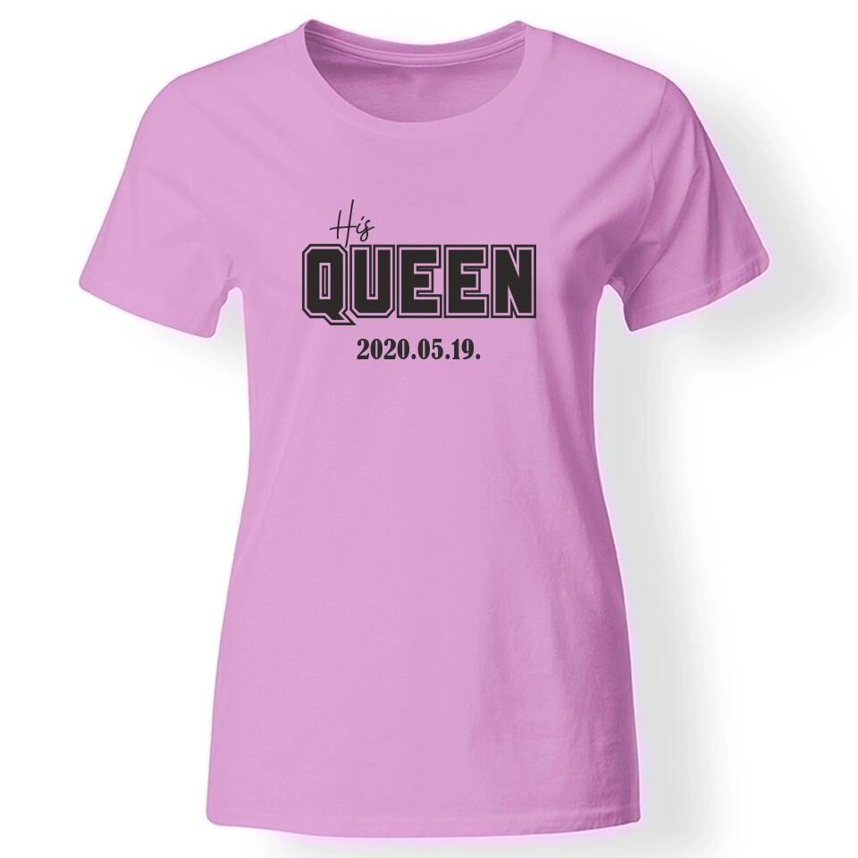His Qeen női póló évszámmal rózsaszín