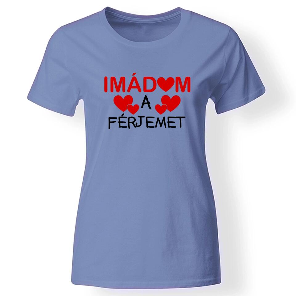 Női póló imádom felirattal kék