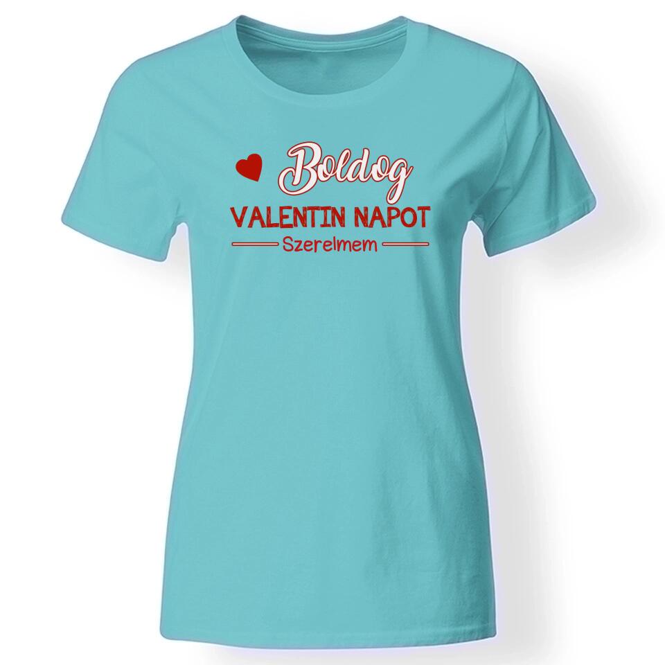 Valentin napi póló nőknek türkiz