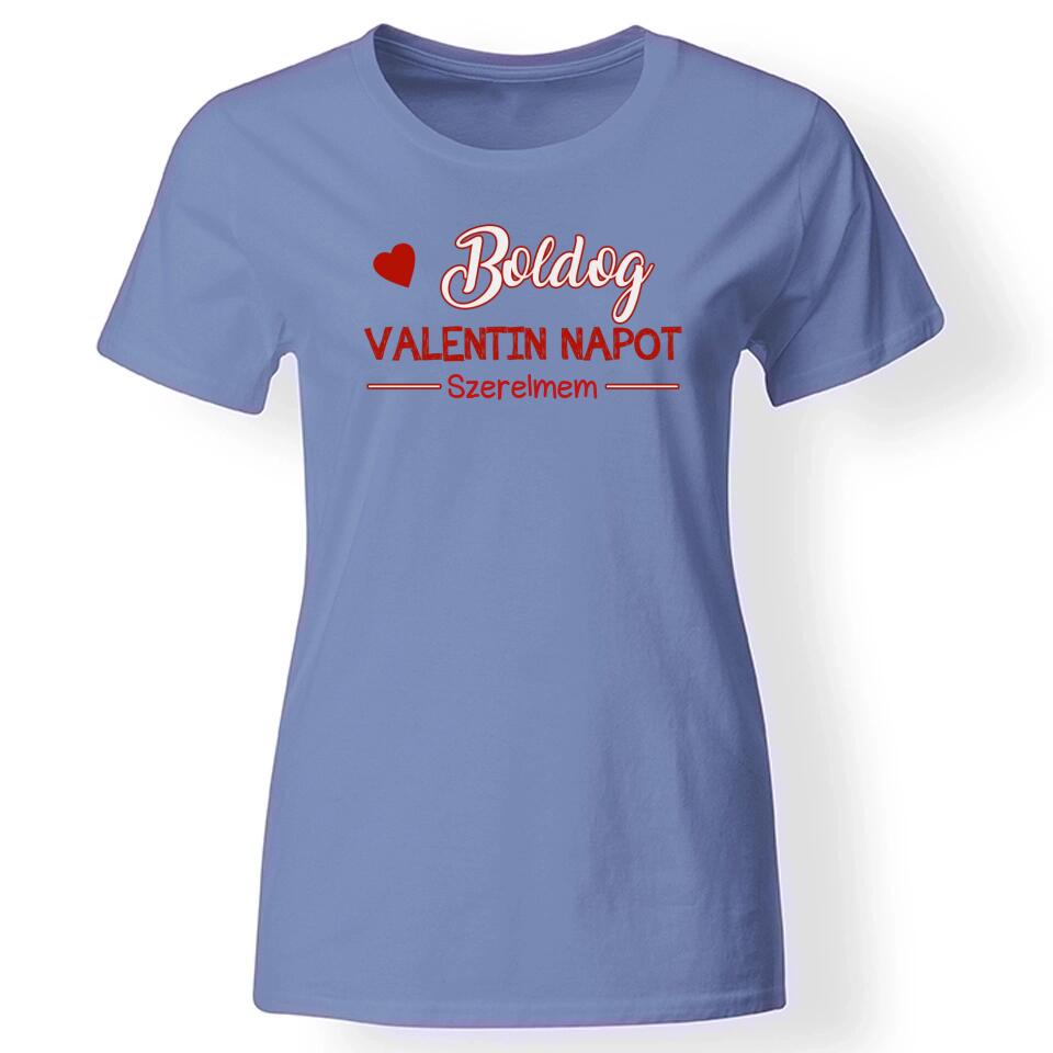Valentin napi póló nőknek kék