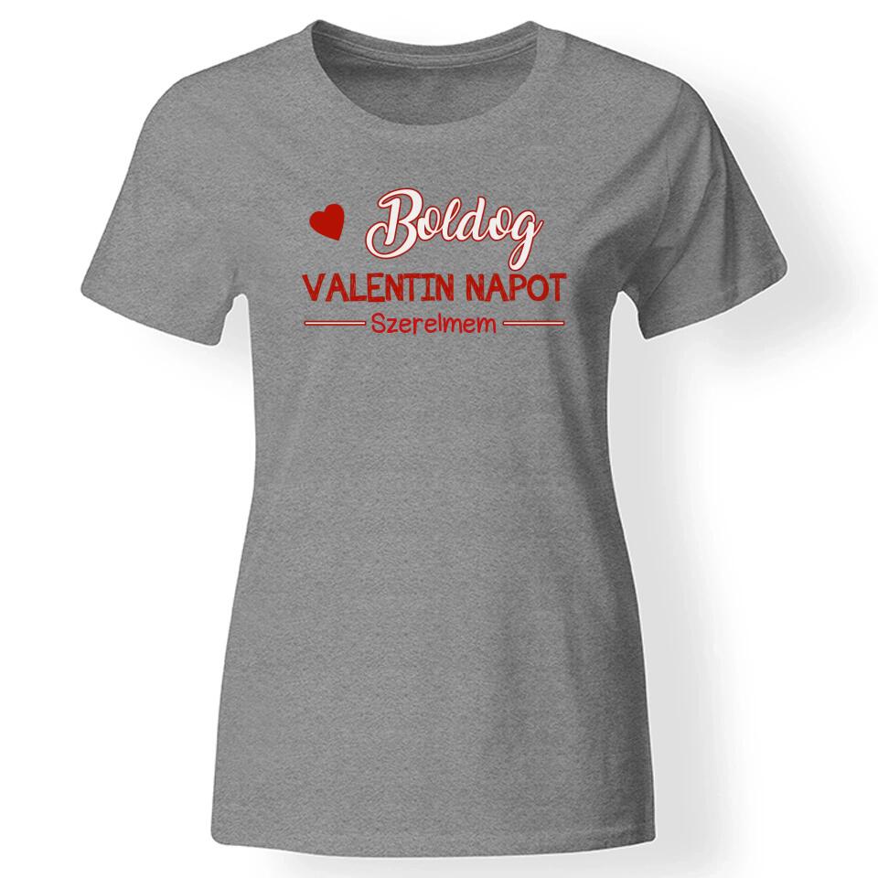 Valentin napi póló nőknek szürke