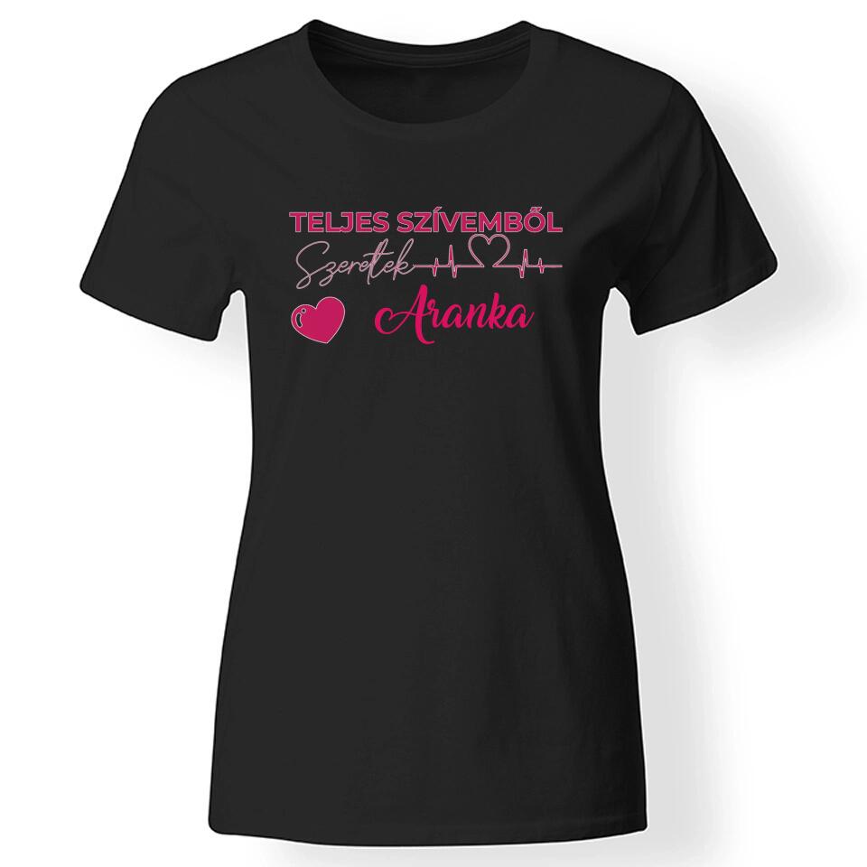 Teljes szívemből szeretlek női póló fekete